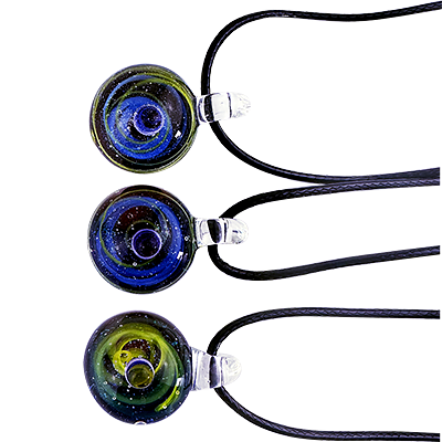 SirEEL Star Warp Glass Pendants | Assorted Colors | Black Necklace Included