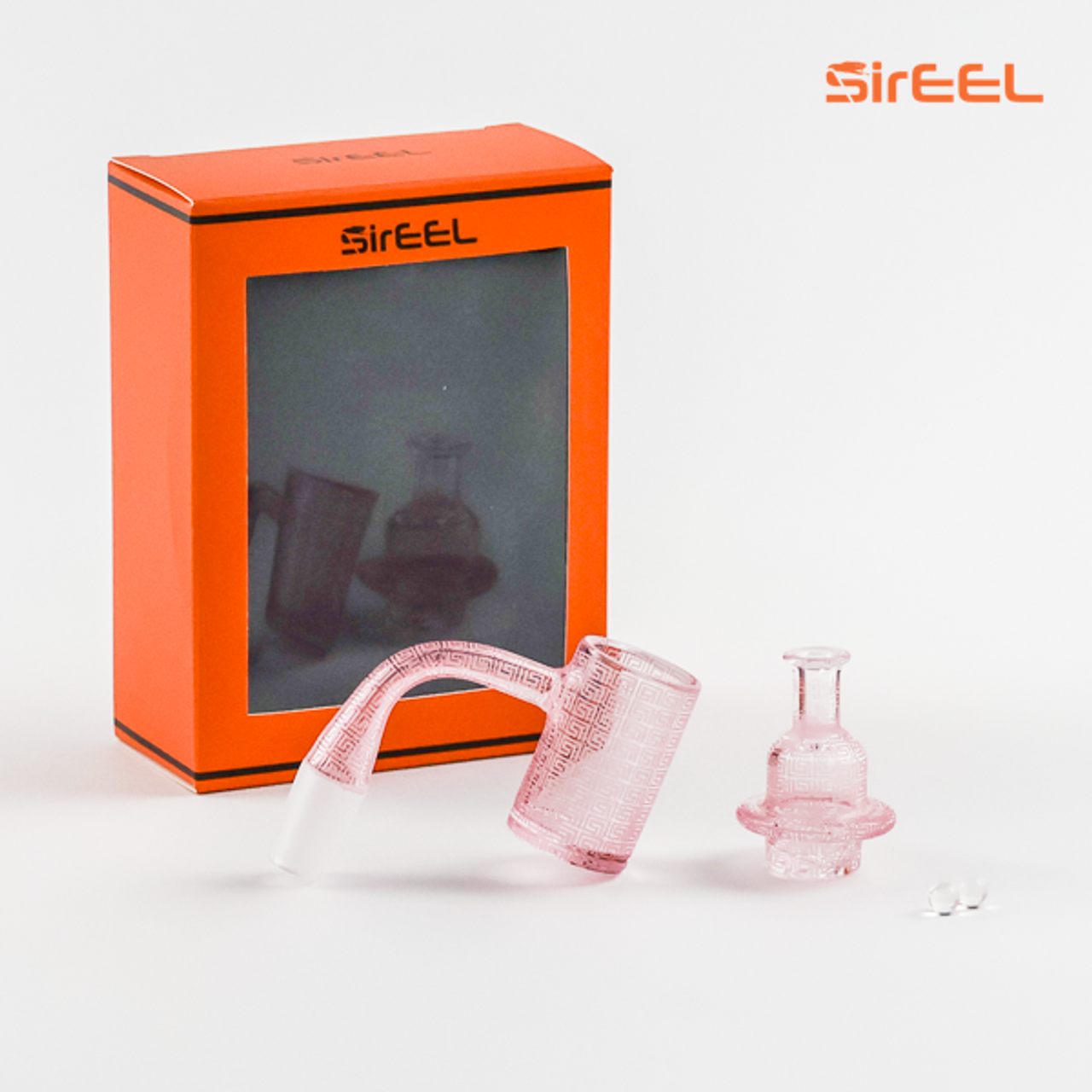 SirEEL Fumed Etched Quartz Banger Kit | Matching Spin Cap & Pearls | 14mm Male