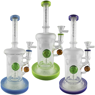 9″ SirEEL Etched 2xHoneycomb Marble Shower Rig | 14mm Flower Bowl Included