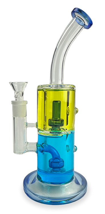 11″ SirEEL Two Tone Glycerin Shower Perc Bong with Flower Bowl | Assorted Colors