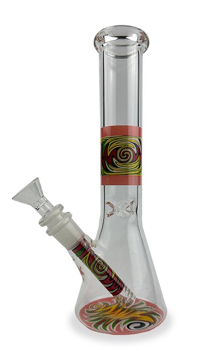 10″ SirEEL 3-Section Wig-Wag Beaker Bong with Flower Bowl | Assorted Colors