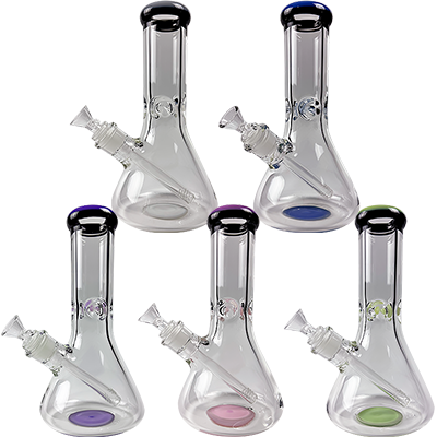 10″ SirEEL Color Accent Beaker Bong with Flower Bowl | Assorted Colors