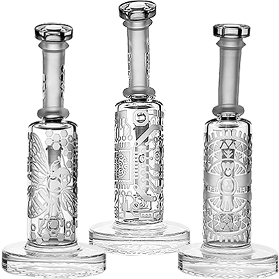 9″ SirEEL Clear Etched Bong with Bowl | Assorted Designs