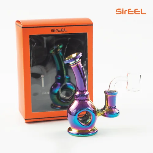 5″ SirEEL Iridized Donut Mini Rig | 14mm Quartz Banger Included | Retail Packaging