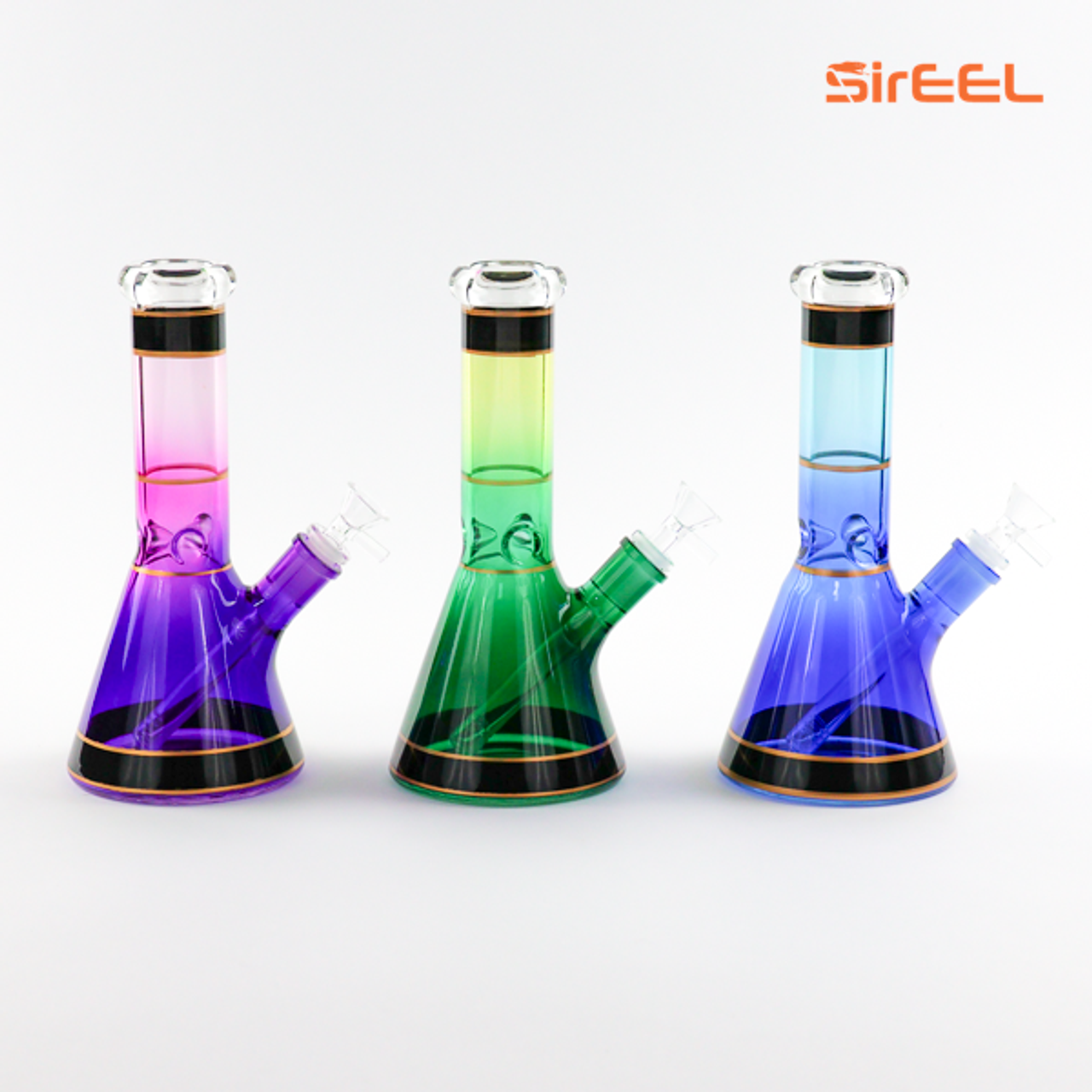 10″ SirEEL Stained Glass Beaker Water Pipe with Bowl | Assorted Colors