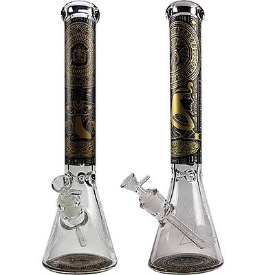 16″ SirEEL Ancient Glyph Etched Beaker Bong with Flower Bowl
