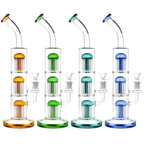 SirEEL 14″ Triple Jellyfish Perc Water Pipe – 14“/14mm F/Colors Vary