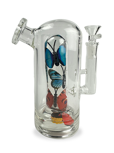 7″ SirEEL Butterfly Bliss Glycerin Bong with Flower Bowl | Assorted Colors
