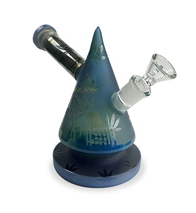 8″ SirEEL Sidecar Cone Etched Leaf Bong | Assorted Colors