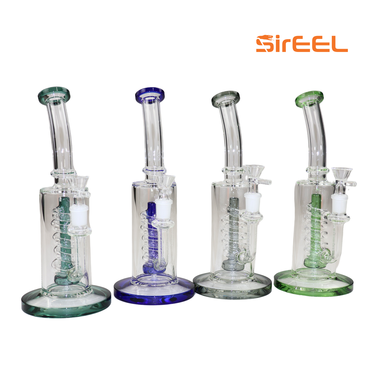10″ SirEEL Spiral Shower Perc Bong with Flower Bowl | Assorted Colors