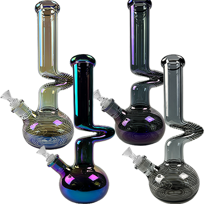 14″ SirEEL Electroplated Zong Shaped Bong with Flower Bowl | Assorted Colors